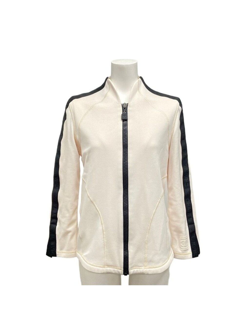 Chanel Jersey 38 M Sports Line Beige Black T-Shirt